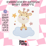 Baby Giraffe on the cloud Embroidery Pattern