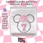 Minnie Flower and Numbers Applique Embroidery Pattern