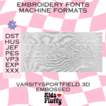 Varsity Sportfield 3D Embossed Font Machine Formats