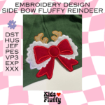 Side Bow Fluffy Reindeer Applique Embroidery Pattern