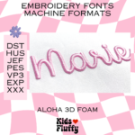 Aloha 3D foam Font Machine Format