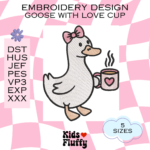 Goose with Love Cup Embroidery Pattern